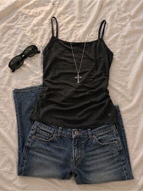 American Eagle Charcoal Gray Tank With Built In Bra